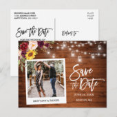 Instant Camera Floral Jars Wood Save the Date Briefkaart (Voorkant / Achterkant)