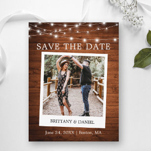 Instant Camera Foto Houten Lichten Save The Date Briefkaart