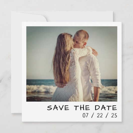 Instant Camera Foto QR Code Retro Bruiloft Save The Date (Voorkant)