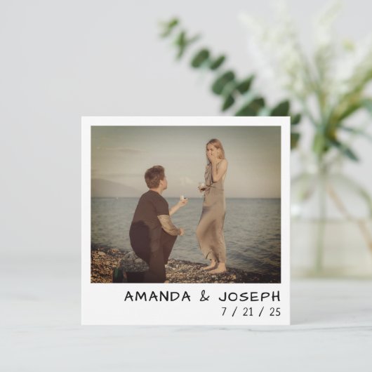 Instant Camera Foto Retro Wedding Aankondiging (Staand voorkant)
