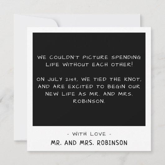Instant Camera Foto Retro Wedding Aankondiging (Achterkant)