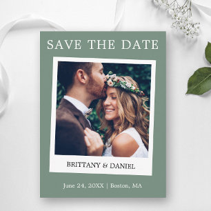 Instant Camera Foto Save The Date Sage Groen Briefkaart