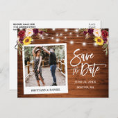 Instant Camera Hout Mixed Floral Bewaar de datum Briefkaart (Voorkant / Achterkant)