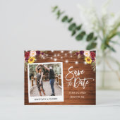 Instant Camera Hout Mixed Floral Bewaar de datum Briefkaart (Staand voorkant)