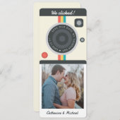 Instant Camera Koppel Foto Datum Locatie Uniek Save The Date (Voorkant / Achterkant)