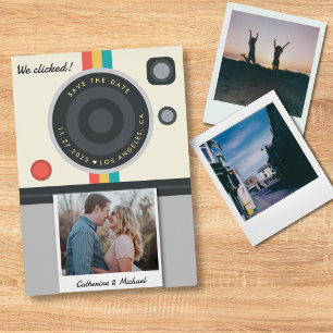 Instant Camera Koppel Foto Unieke Huwelijk Folie Uitnodiging