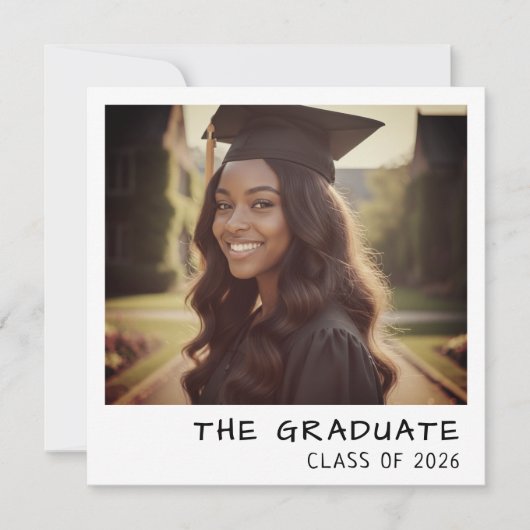 Instant Camera Photo Retro Graduation Aankondiging (Voorkant)