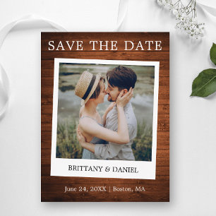 Instant Camera stijl foto hout save the date Briefkaart