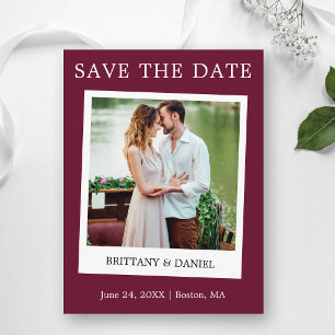 Instant camera stijl foto save the date bordeauxro briefkaart