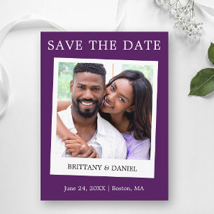 Instant Camera Stijl Foto Save The Date Paars Briefkaart
