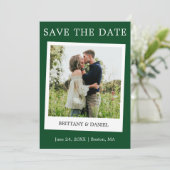 Instant Camera Style Couple Foto groen Save The Date (Staand voorkant)