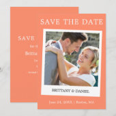 Instant Camera Style Couple Photo Coral Save The Date (Voorkant / Achterkant)