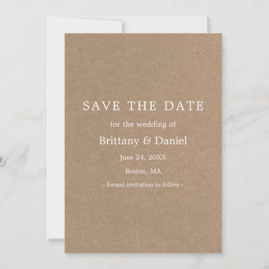Instant Camera Style Couple Photo Kraft Save The Date (Achterkant)