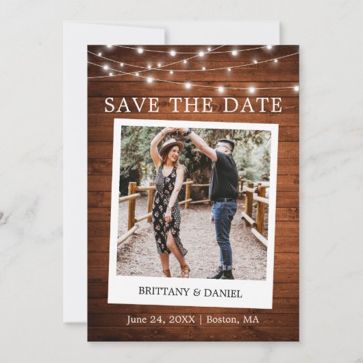 Instant Camera Style Fotoblikjes Save The Date (Voorkant)