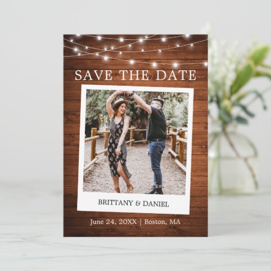 Instant Camera Style Fotoblikjes Save The Date (Staand voorkant)
