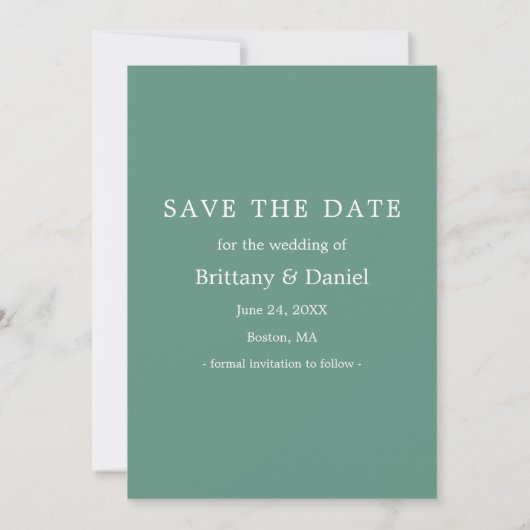 Instant Camera Style Paar Foto Eucalyptus Green Save The Date (Achterkant)