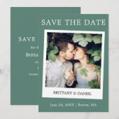Instant Camera Style Paar Foto Eucalyptus Green Save The Date (Voorkant / Achterkant)