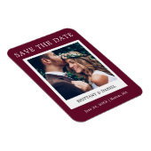 Instant Camera Style Photo Save the Date Burgundy Magneet (Rechterzijde)