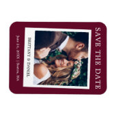 Instant Camera Style Photo Save the Date Burgundy Magneet (Horizontaal)