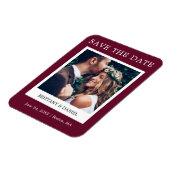 Instant Camera Style Photo Save the Date Burgundy Magneet (Linkerzijde)