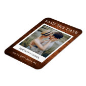 Instant Camera Style Photo Wood Save the Date Magneet (Linkerzijde)