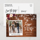 Instant Camera Wood Floral Jars Save the Date Briefkaart (Voorkant / Achterkant)