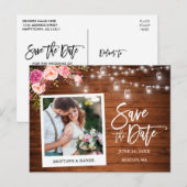Instant Camera Wood Pink Floral Jars Save the Date Briefkaart (Voorkant / Achterkant)