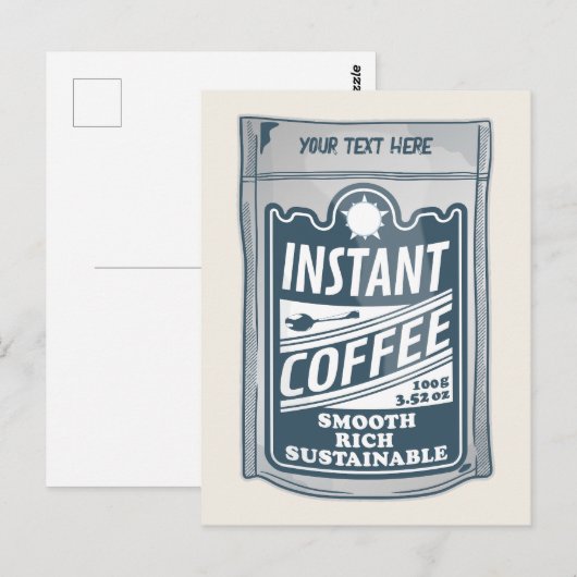 Instant Coffee pop Art Illustratie Briefkaart (Voorkant / Achterkant)