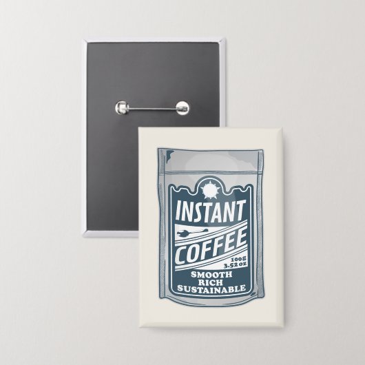Instant Coffee pop Art Illustratie Button (Voorkant / Achterkant)