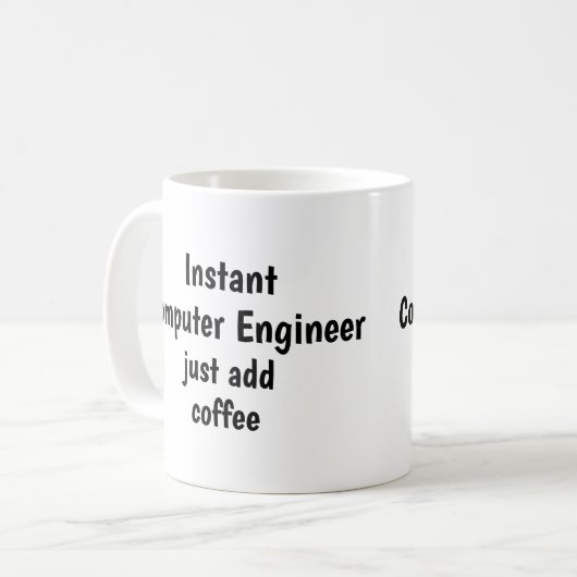 Instant Computer Engineer Add Coffee Fun Quote Koffiemok (Voorkant links)