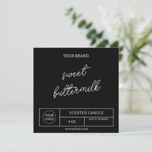 Instant Download Black Candle Labels Kaart (Staand voorkant)