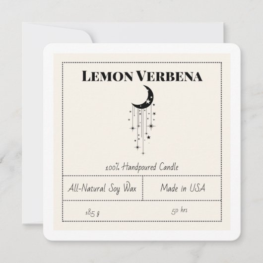 Instant Download Crescent Moon Stars Kaars Label Kaart (Voorkant)