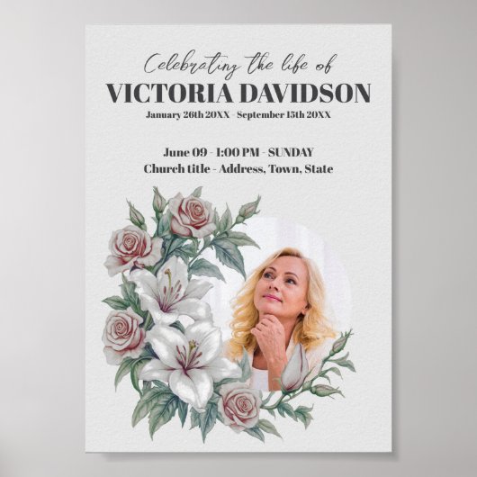 Instant Download Flower Lijst Funeral Media Poster (Voorkant)