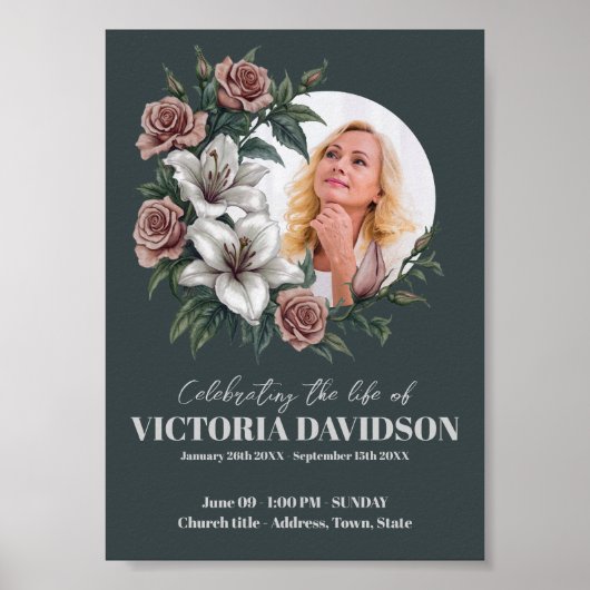 Instant Download Flower Lijst Funeral Media Poster (Voorkant)