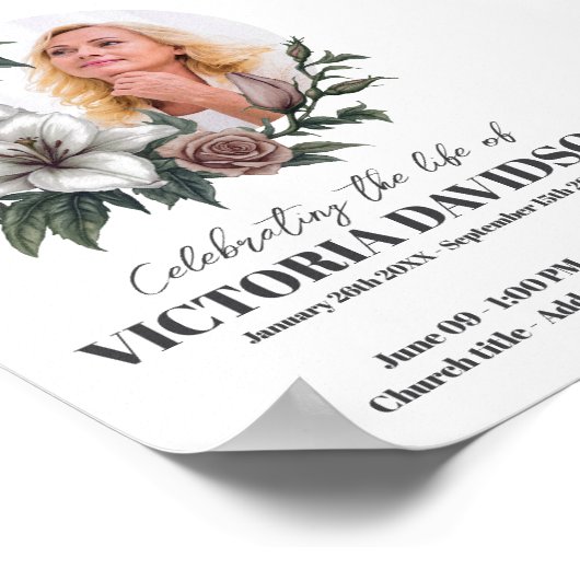 Instant Download Flower Lijst Funeral Post Poster (Hoek)