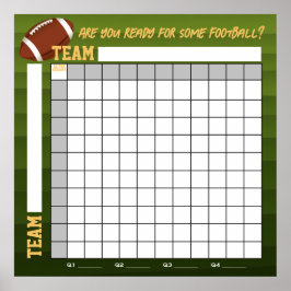INSTANT DOWNLOAD Football Squares Betting Game Poster