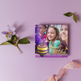 Instant Download Verjaardag Paarse Gouden Fotokaar