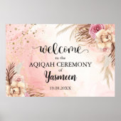 Instant Floral Aqiqah Aqeeqah Welkom Poster teken (Voorkant)