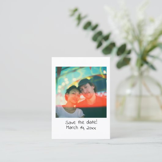 Instant foto bruiloft opslaan van de datum invoege visitekaartje (Staand voorkant)