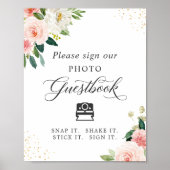 Instant Foto Gastensign Blush Roze Bloemen Poster (Voorkant)
