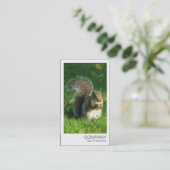Instant foto - Grijze eekhoorn eten noten Visitekaartje (Staand voorkant)