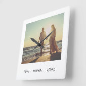 Instant foto Retro| Namen en huwelijksdatum toevoe Vierkante Klok (Hoek)