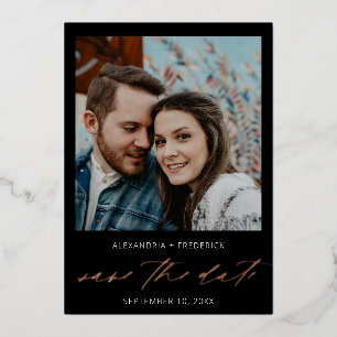 Instant Foto Wit Chic Save the Date Zwart Folie Uitnodiging