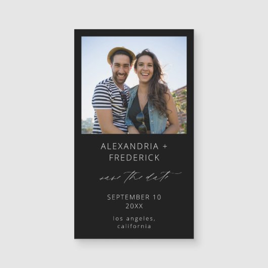 Instant Foto Zwart Chic Save the Date Magneet SM (Voorkant)