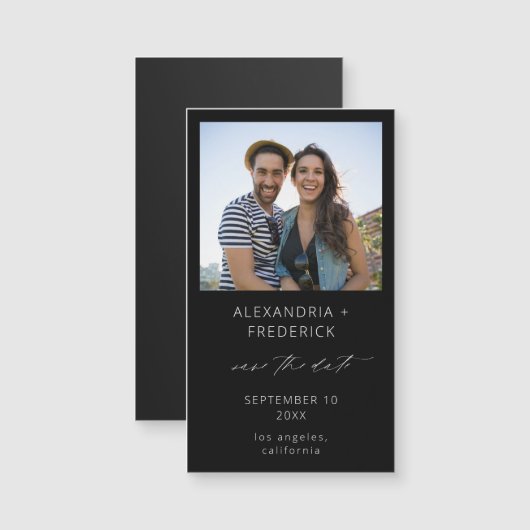 Instant Foto Zwart Chic Save the Date Magneet SM (Voorkant / Achterkant)