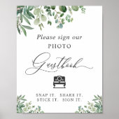 Instant Fotogastenboek Teken Groenery Eucalyptus Poster (Voorkant)