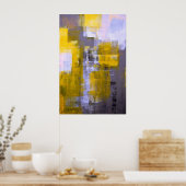 'Instant' Grey and Yellow Abstract Art Poster (Keuken)
