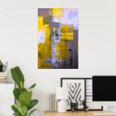 'Instant' Grey and Yellow Abstract Art Poster (Thuiskantoor)