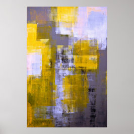 'Instant' Grey and Yellow Abstract Art Poster