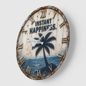 Instant Happiness Coastal Beach House Palm Tree Grote Klok (Hoek)